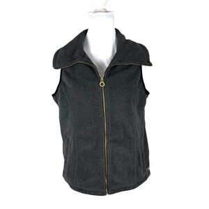 Calvin Klein Vest Womens Large Gray Fleece Zip Front Pockets
